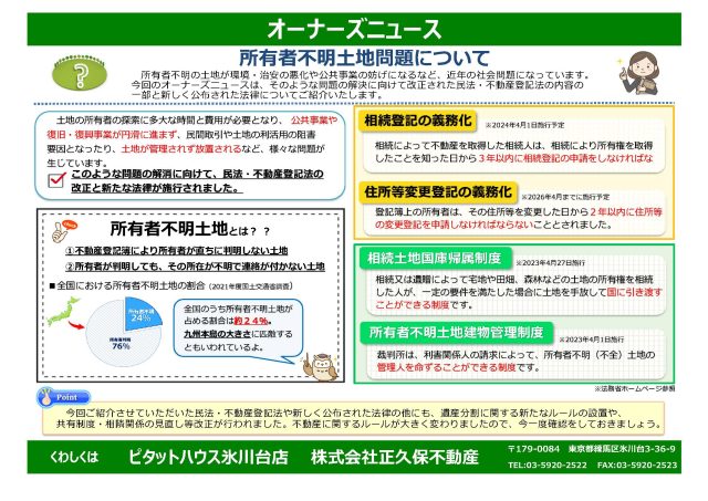 所有者不明土地問題について