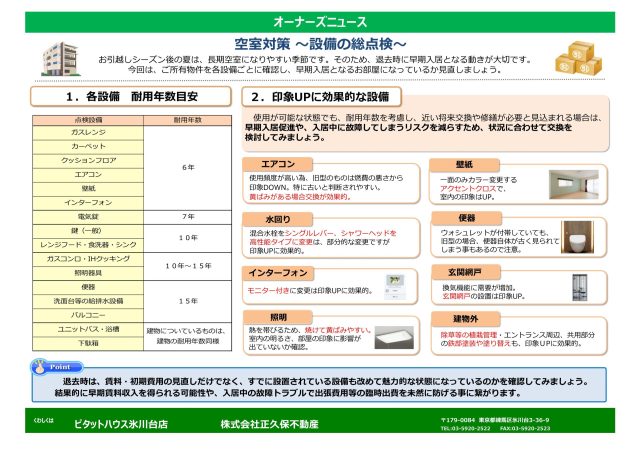 空室対策 ~設備の総点検~